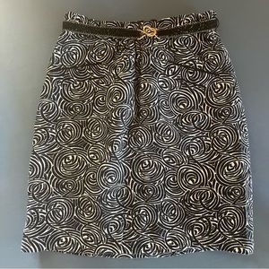 Anthropologie Elevenses Black White Geo Print Pencil Belt Skirt Fall Winter SZ 2